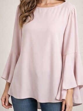 Chico's Women’s Blush Pink Tiered Sleeve Blouse Top; Size 3